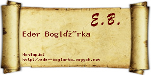 Eder Boglárka névjegykártya